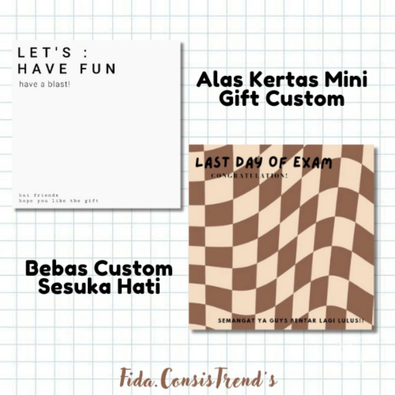 

ALAS KERTAS MINI GIFT CUSTOM|CUSTOM TULISAN|CUSTOM WALLPAPER