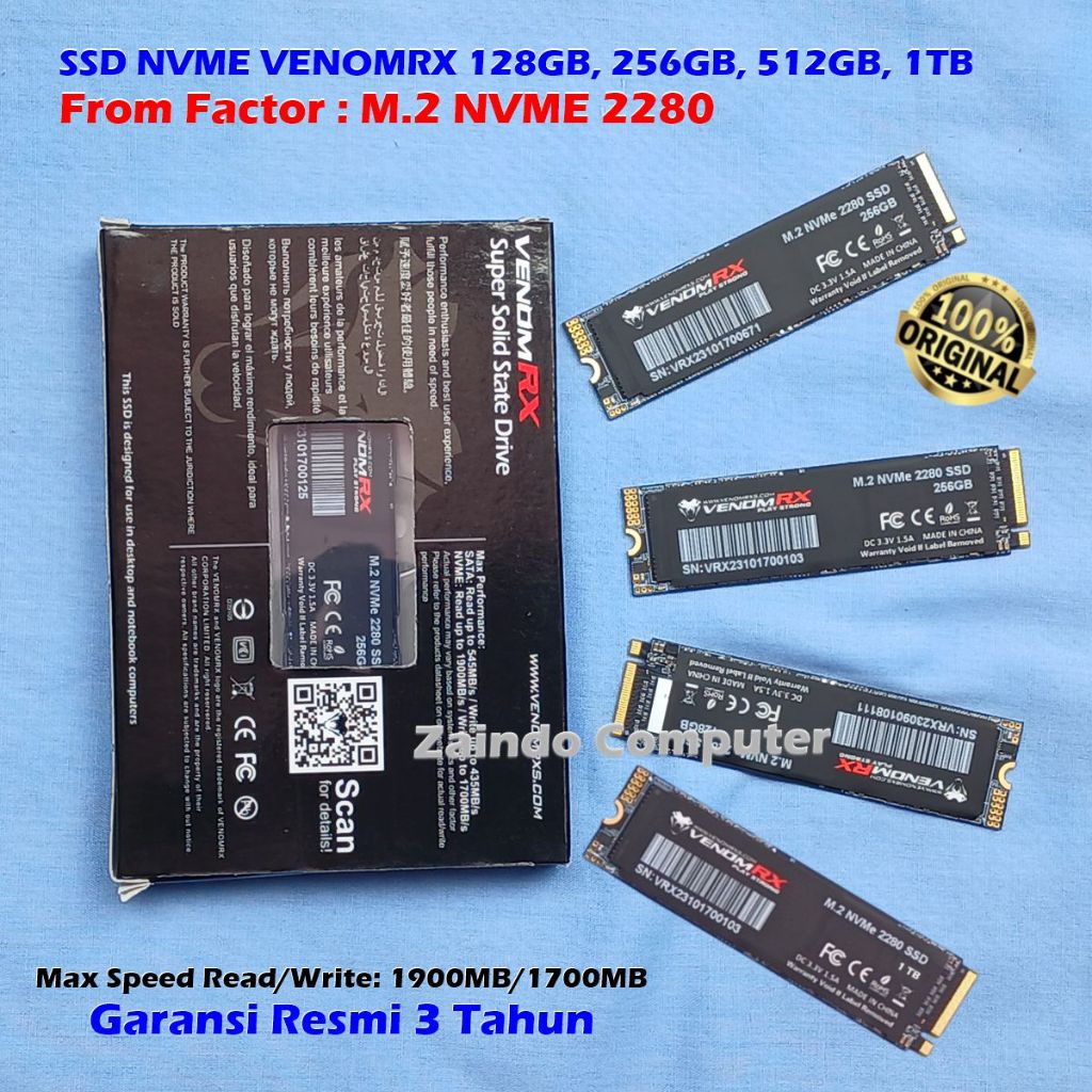 NVME 128GB NVME VENOMRX NVME 256GB NVME VENOMRX, NVME 512GB NVME VENOMRX, NVME 1TB  NVME VENOMRX SSD NVME VENOMRX 128GB SSD NVME VENOMRX 256GB SSD NVME VENOMRX 512GB SSD NVME VENOMRX 1TBGB VRX NVME 2280 GARANSI RESMI 3 TAHUN SAJA