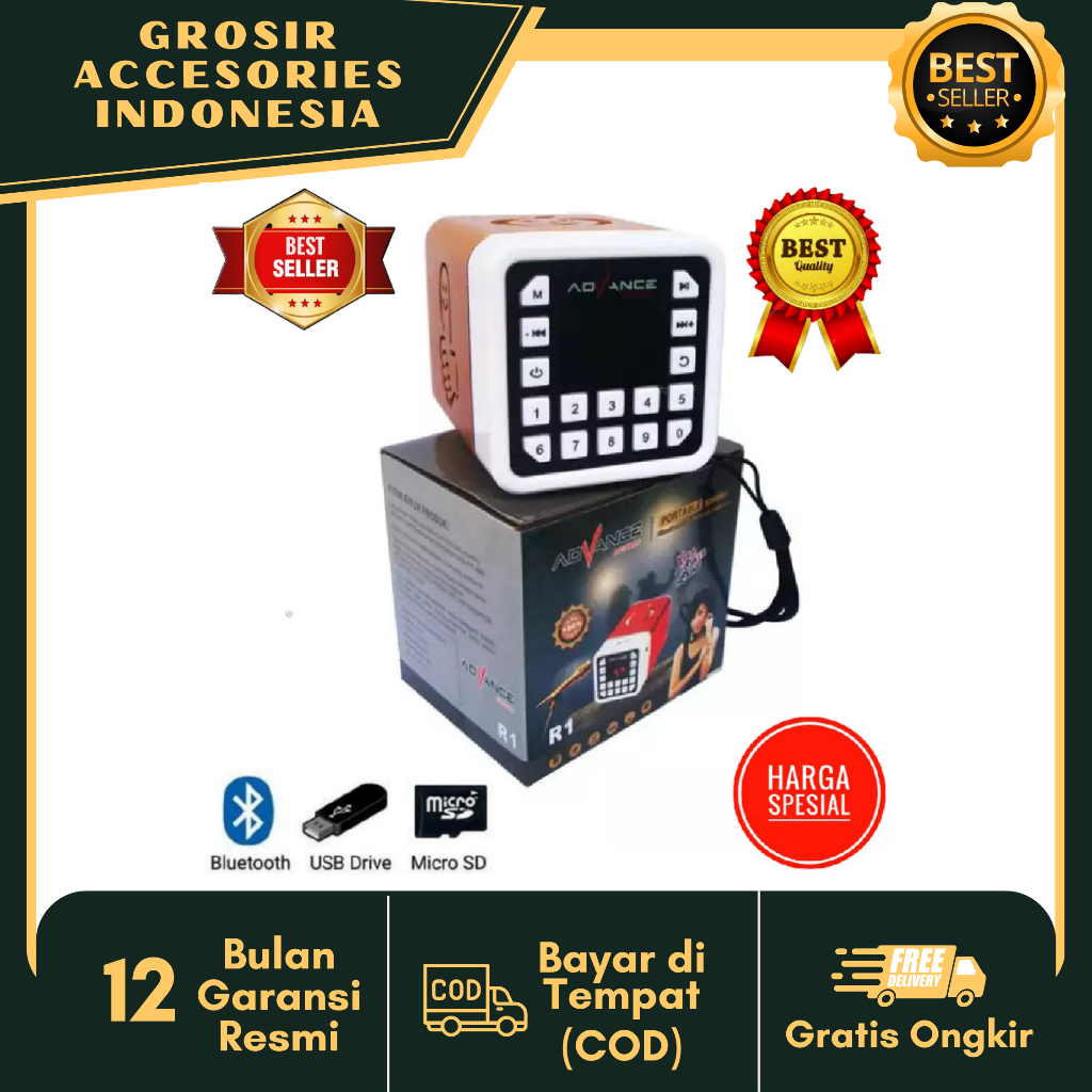 Speaker ADVANCE R1 ALQURAN MUROTAL Stereo Aktif /Speaker Al-Qur'an Bluetooth Extra Bass Murah