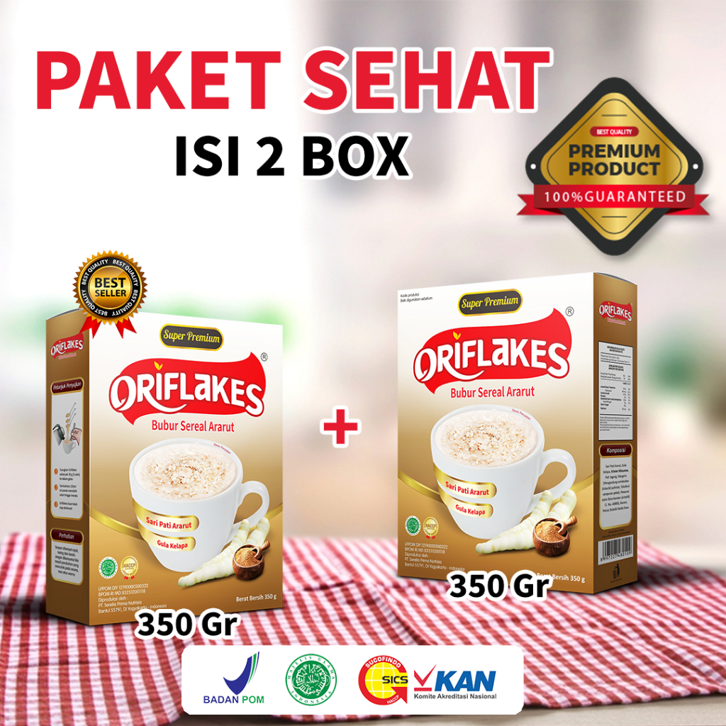 

2 Box - Oriflakes bubur sereal umbi garut solusi maag asam lambung 350 grm - original