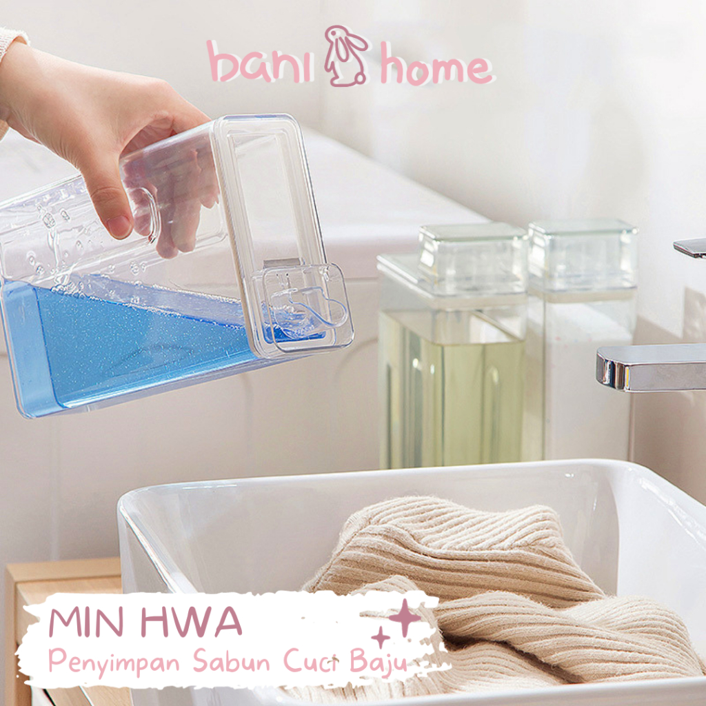 【BANI】MINHWA Botol Tuang Sabun Cair Dengan Gelas Ukur Cuci Baju Laundry Deterjen Aesthetic Minimalis