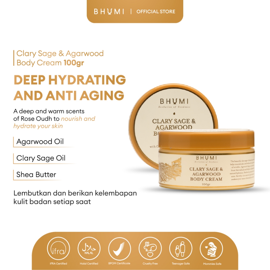 BHUMI CLARY SAGE & AGARWOOD BODY CREAM 100gr