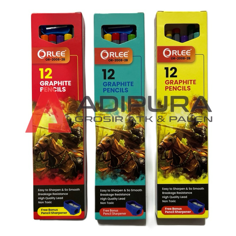 

(12 Pcs) Pensil 2B ORLEE 6 Warna (BONUS RAUTAN)