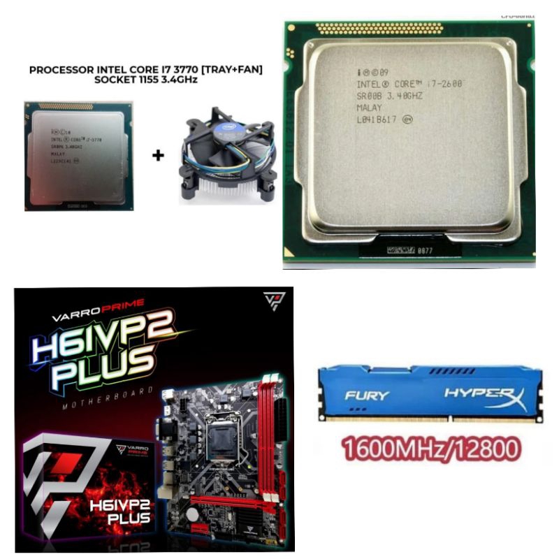 Paket PC Rakitan Intel Core i7 LGA 1155 H61 NVME Slot RAM 8gb/16gb