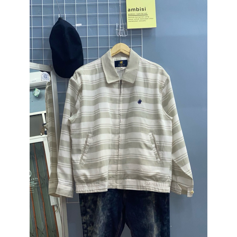 Jacket Casual The Fox Polo Club Work Bomber Berkerah Salur