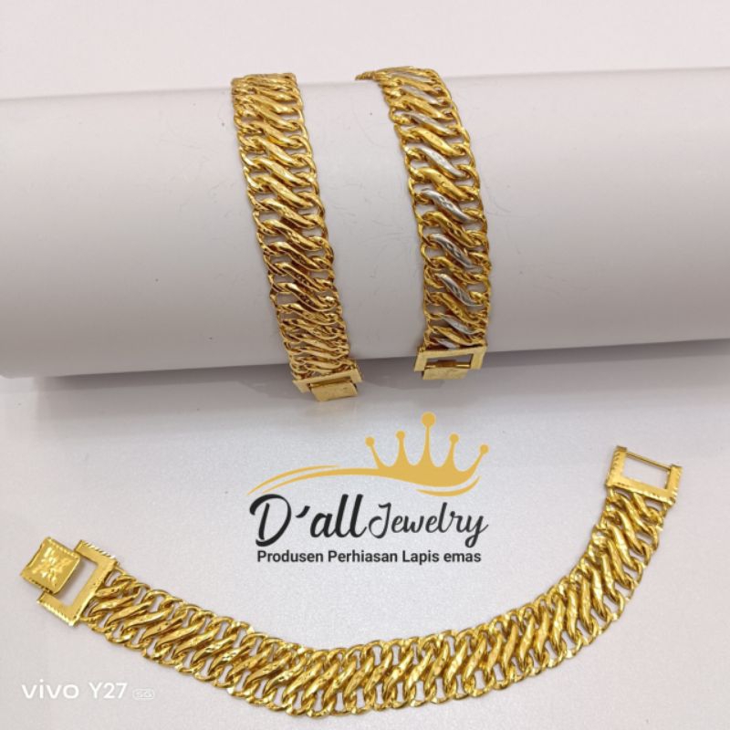 Gelang lipan Lebar 1,7cm, gelang replika emas,gelang lapis emas
