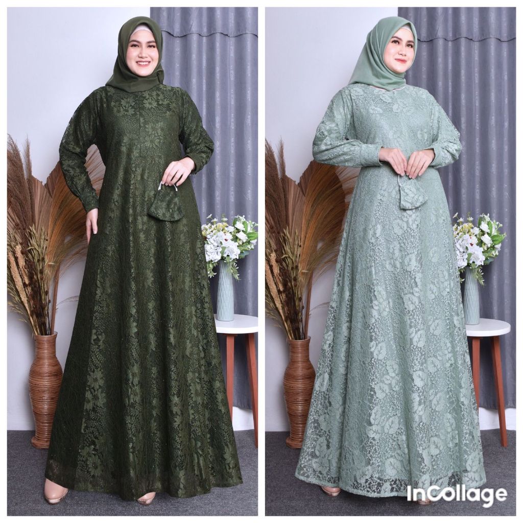 Gamis Burkat Premium Busui/Baju Seragam Kondangan/Baju Pesta/Gamis Burkat Jumbo M-L-XL-XXL-3XL