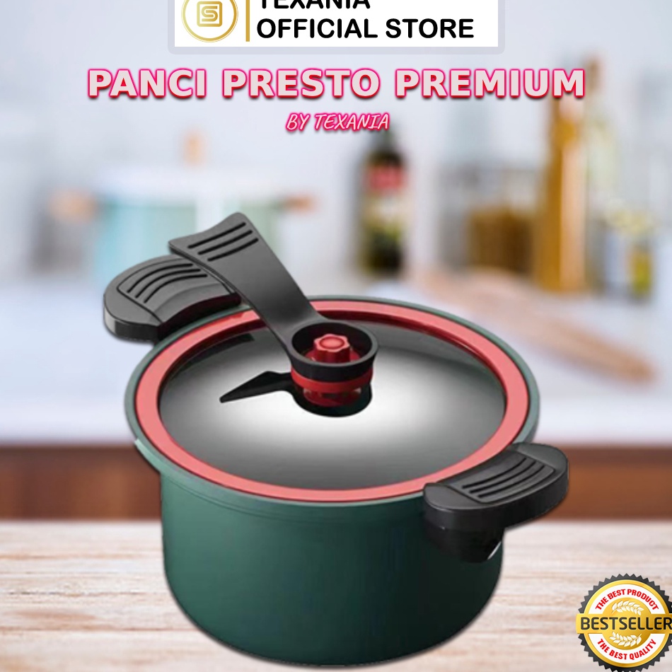 Nlb PRESTO IJO TEXANIA Panci Presto Teflon Pressure Cooker Pot Hijau Totipotent 35 Liter Melunakan D