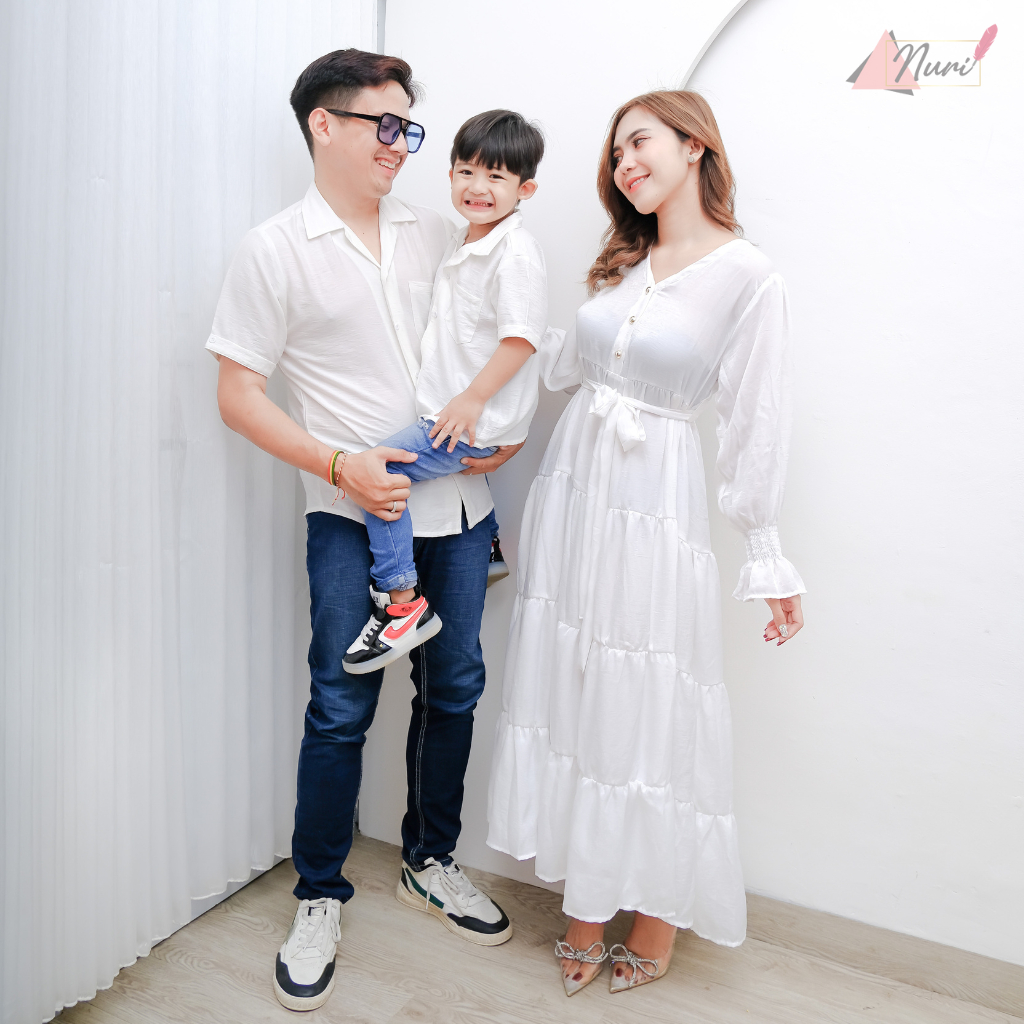 NURIARIYA | Baju Sarimbit Couple Family | Gamis Putih Casual