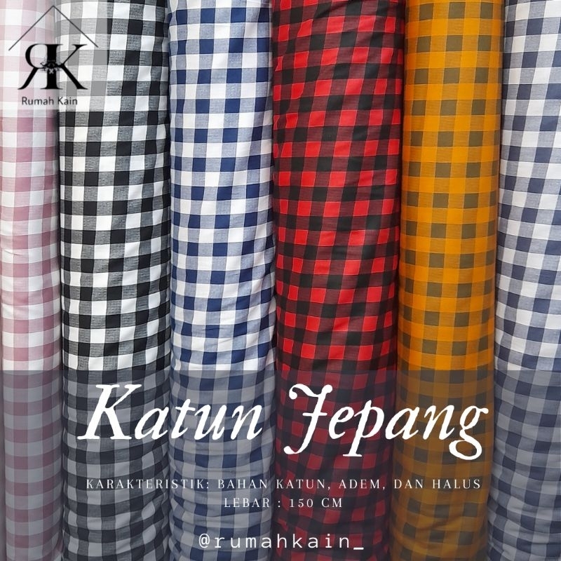 Katun Jepang Motif Kotak/ Katun Jepang/ Kain Katun Jepang/ Kain Katun