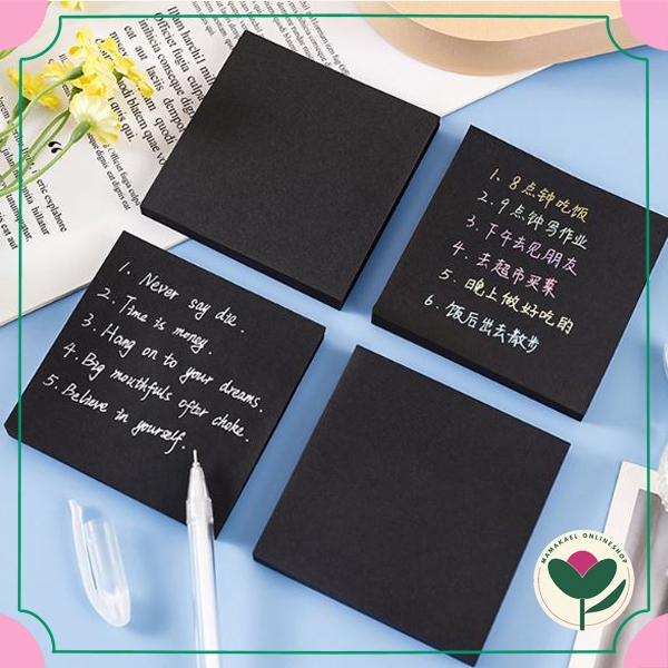 

Sticky notes solid black mini memo hitam polos kawai estetik diy journal scrapbook deco MK1394