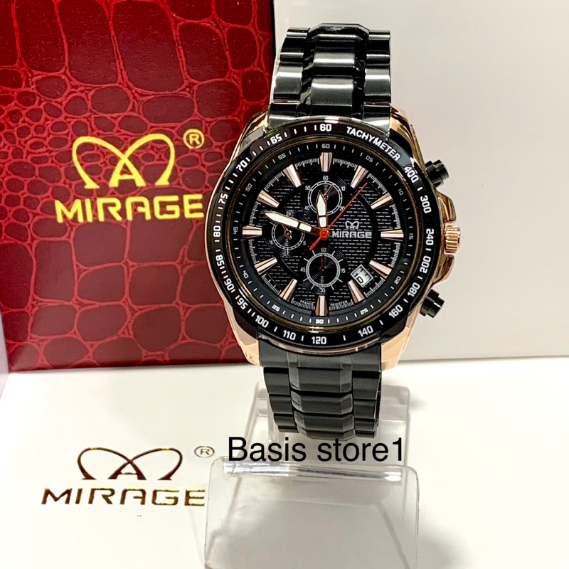 Mirage watch Official Store Original Jam Tangan Pria Mirage Hitam Rosegold Tahan Air Garansi 8305 M