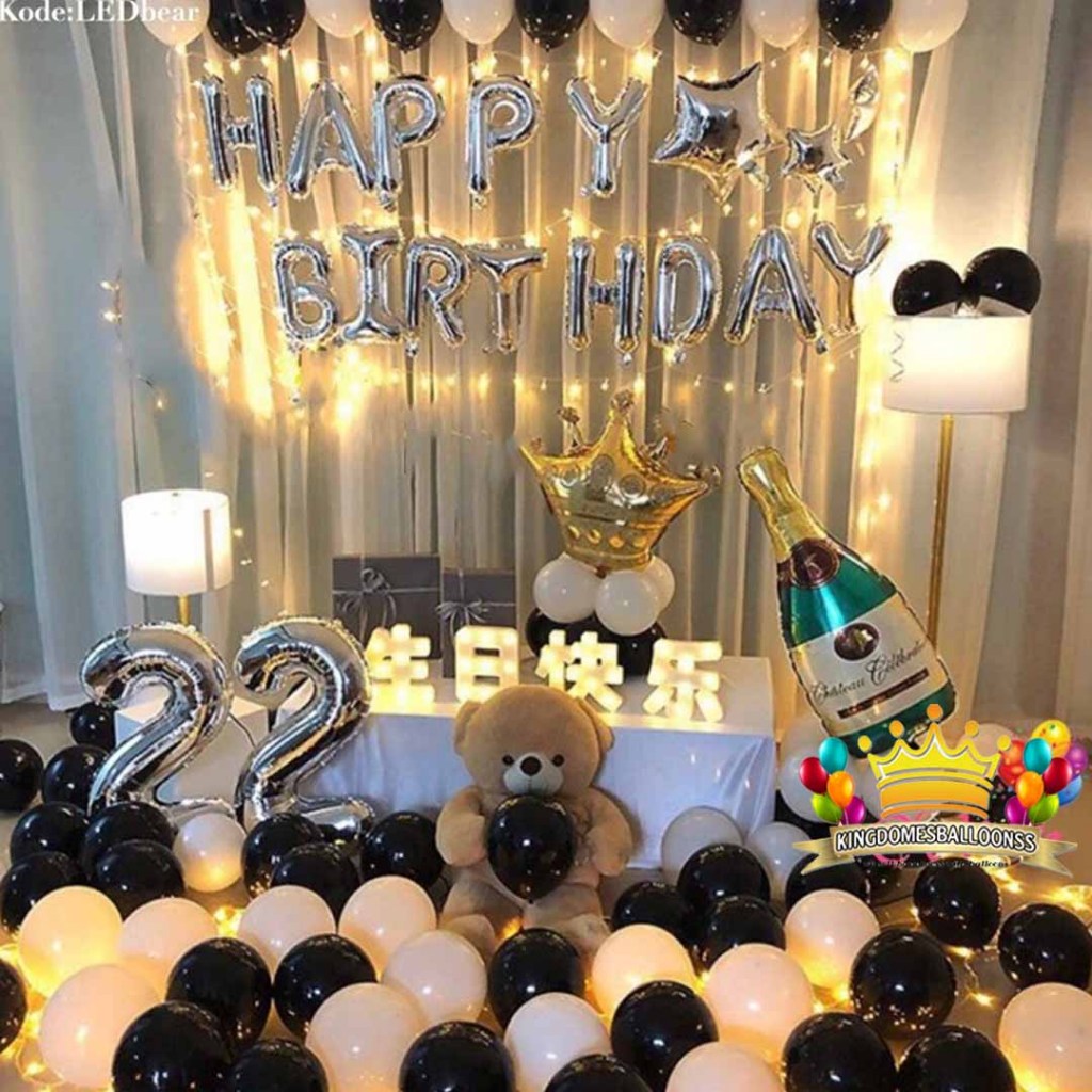 Set paket balon LED dekorasi birthday romantis ulang tahun fancy dewasa