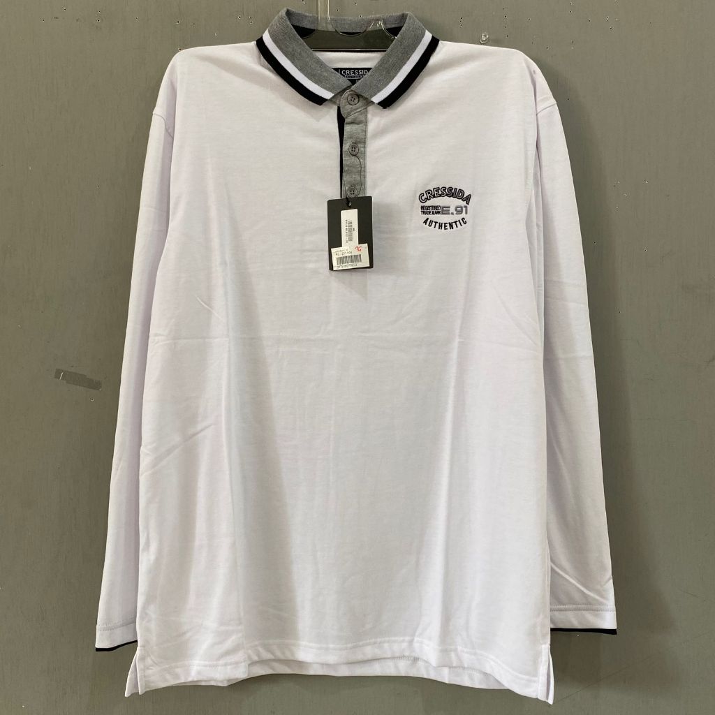 KAOS POLO LENGAN PANJANG CRESSIDA PUTIH KL002