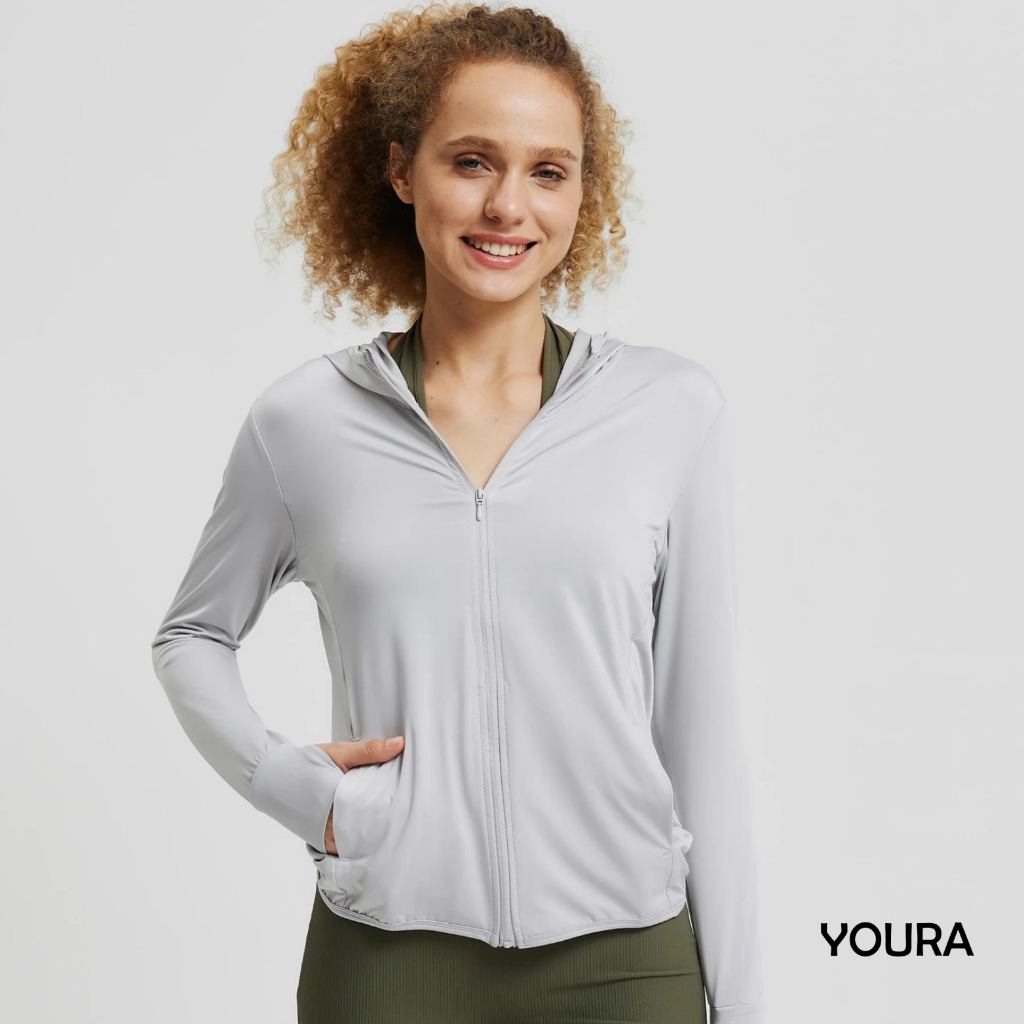 	 YOURA - Jaket AIRsm Olahraga Wanita HIgh Quality UV Protection dengan Hoodie	