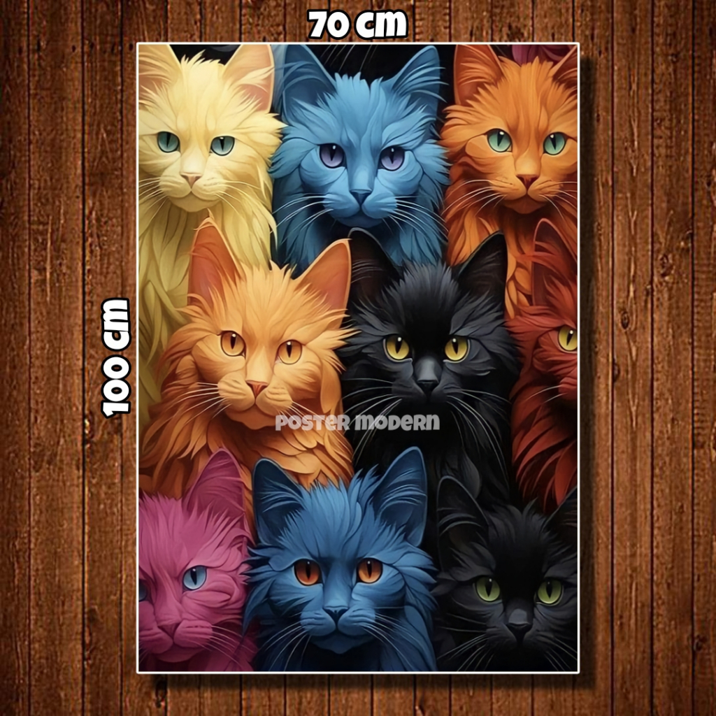 HIASAN DINDING POSTER GAMBAR KUCING 3D ART UKURAN BESAR #10 / POSTER KUCING GAMBAR ANGGORA / POSTER 