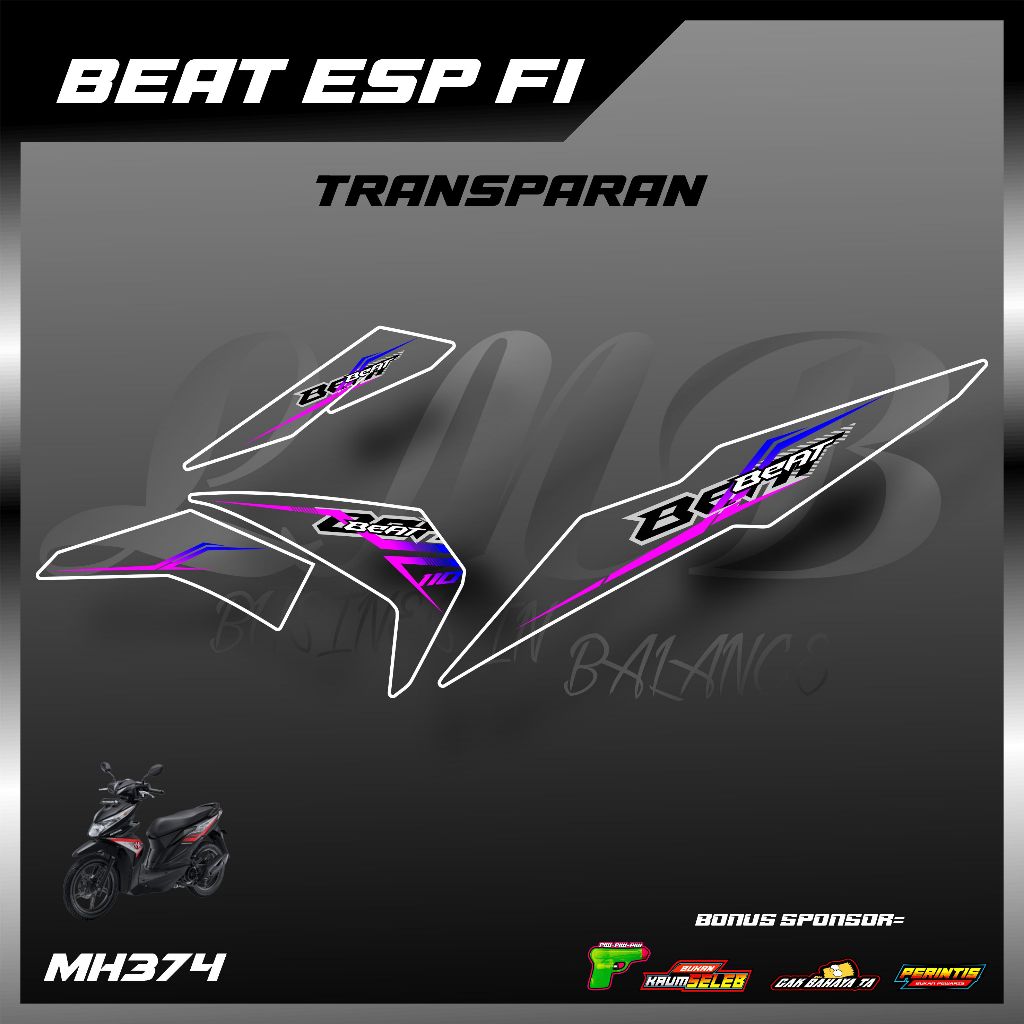 Striping Transparan Beat Esp Street - stiker motor beat transparan bening - striping variasi