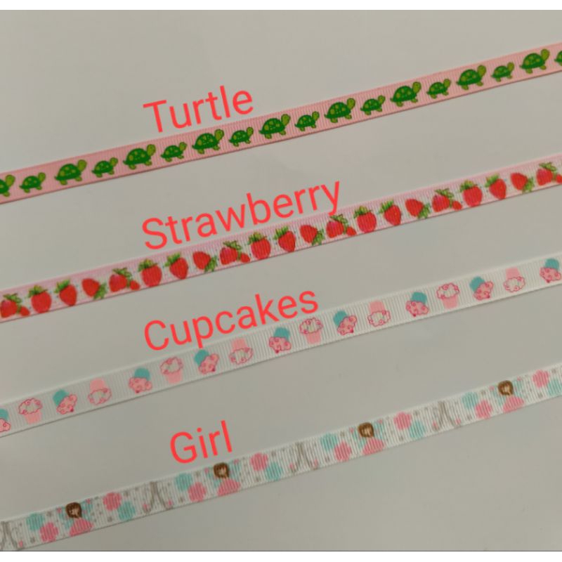 

Pita Grosgrain 3/8" Turtle - Strawberry - Cupcakes - Girl