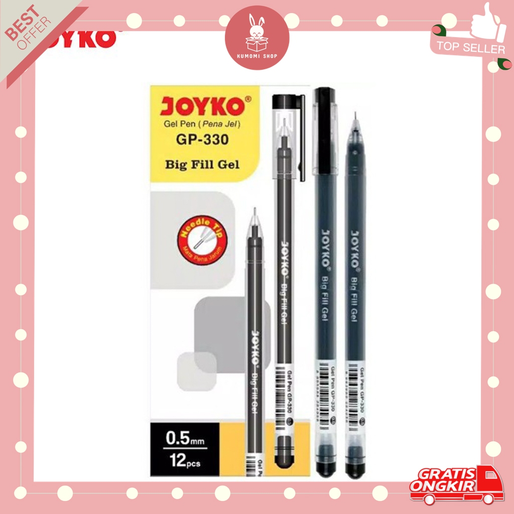 

KUMOMI - Pulpen Joyko GP-330 / Ballpoint lusinan / 12 pcs / Pulpen Gel / Perlengkapan Sekolah / Perlengkapan Kantor