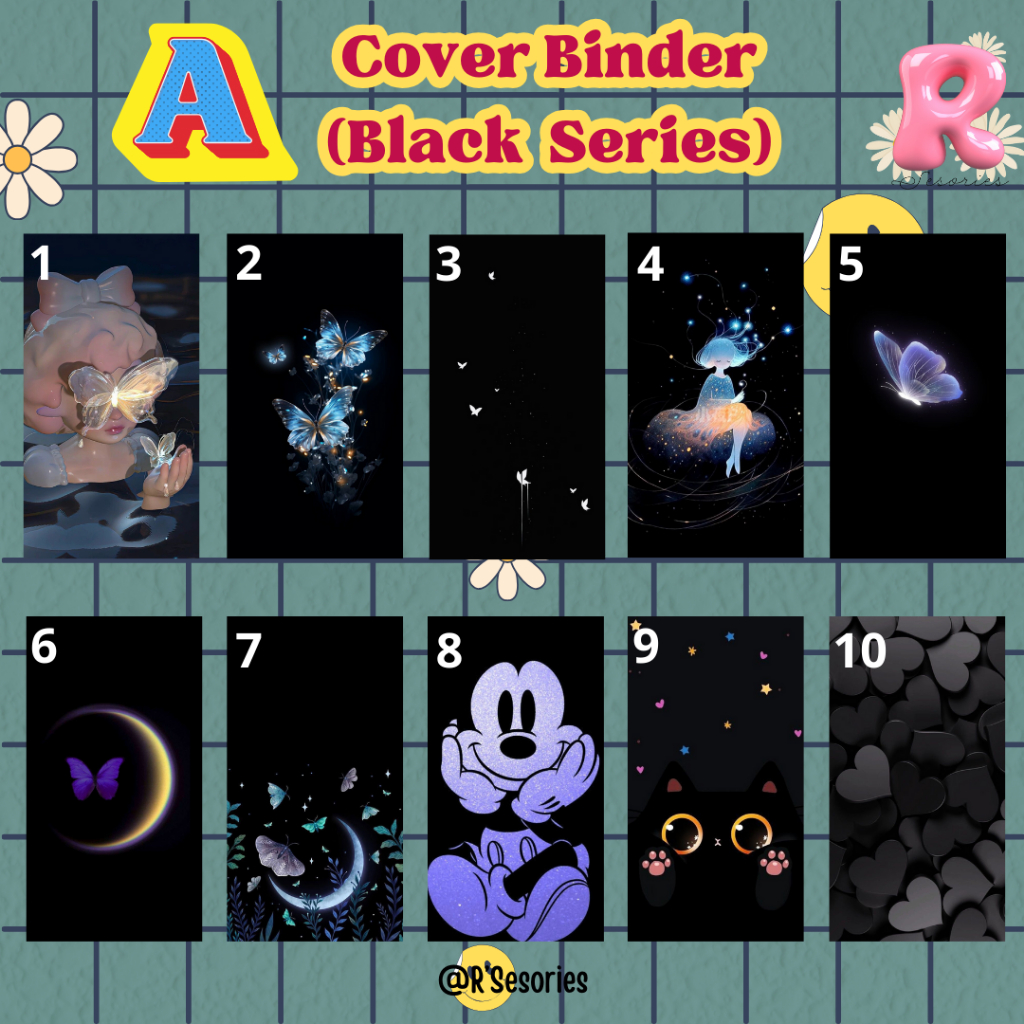 

cover depan binder A6 I pembatas isi binder a6 6 lubang tebal hitam series