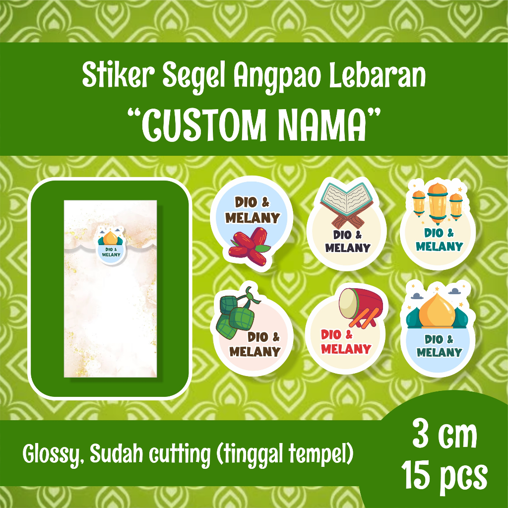 

15 pcs Stiker Segel Angpau Lebaran CUSTOM TULISAN