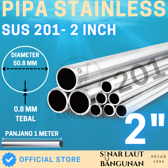 Pipa Stainless 2" SUS 201 TEBAL 0.8MM