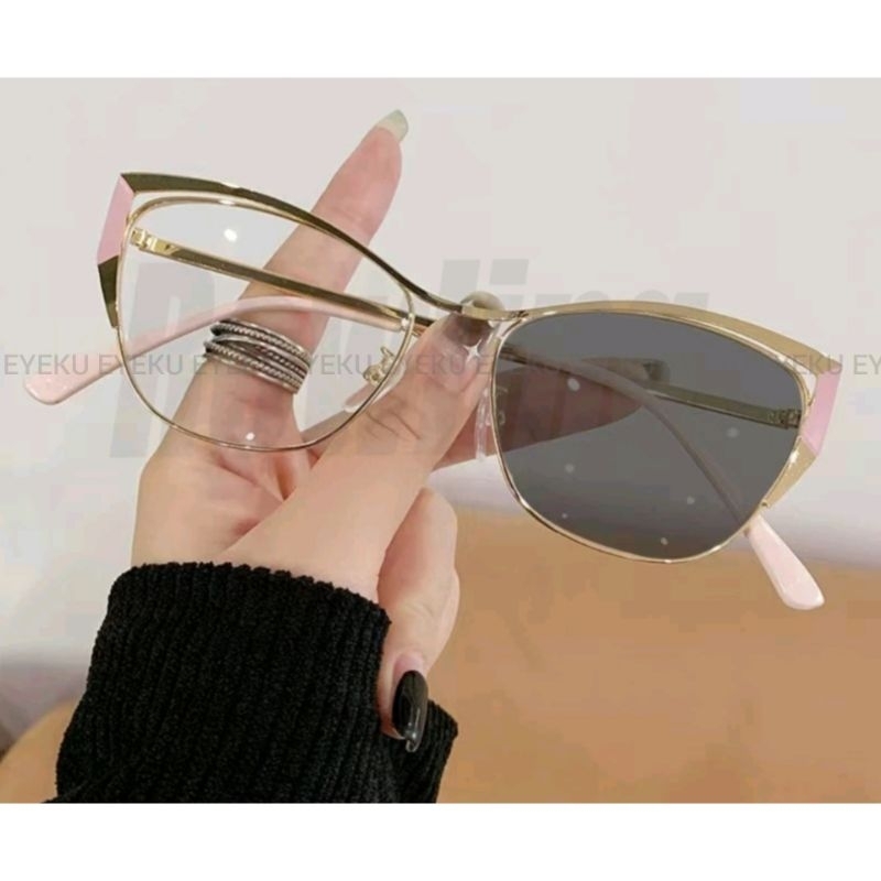 Kacamata Photocromic Bulat Normal Minus Anti Radiasi Pria Wanita Termurah Potokromik