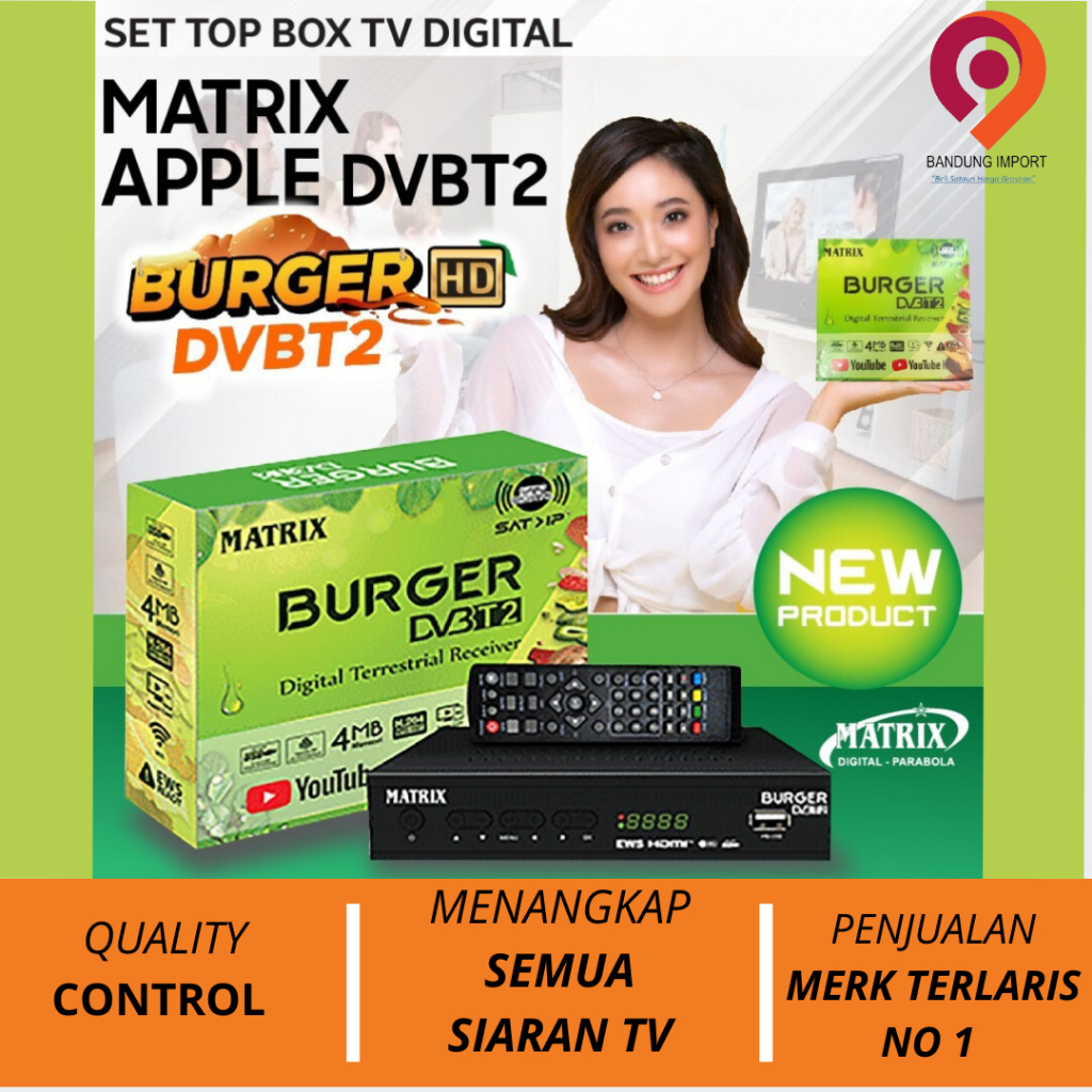 STB SET TOP BOX TV DIGITAL MATRIX BURGER HIJAU