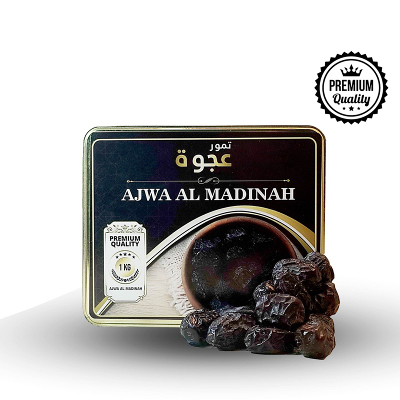 

Kurma Ajwa/Kurma Nabi 1kg Kurma Super/Premium Kemasan KALENG 100%Asli Madinah