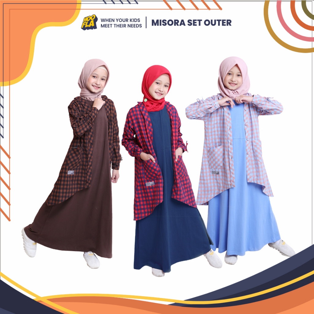 Setelan Gamis & Outer Panjang Anak Perempuan Usia tanggung Gamis Setelan Anak Usia 3-14 Tahun