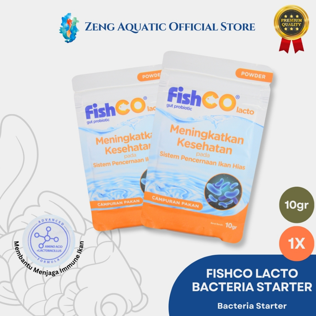 FISHCO Aquarium Probiotik Lacto Campuran Pakan Bakteri Starter 10g