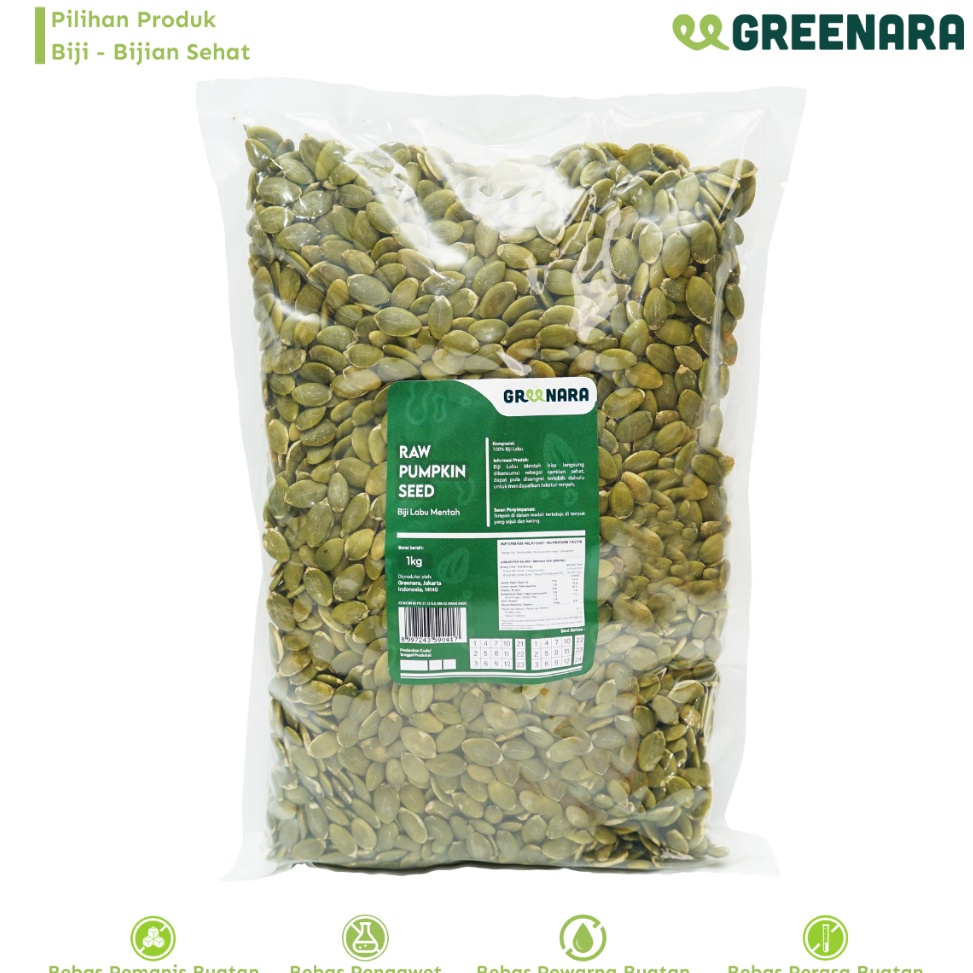 

KODE M58D Greenara Biji Labu Mentah 1Kg Raw Pumpkin Seed