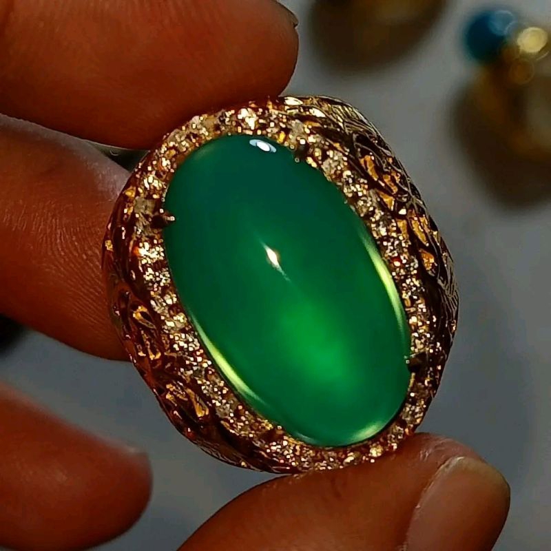 batu cincin akik bacan gulau ijo botol super kristal kaca giwang