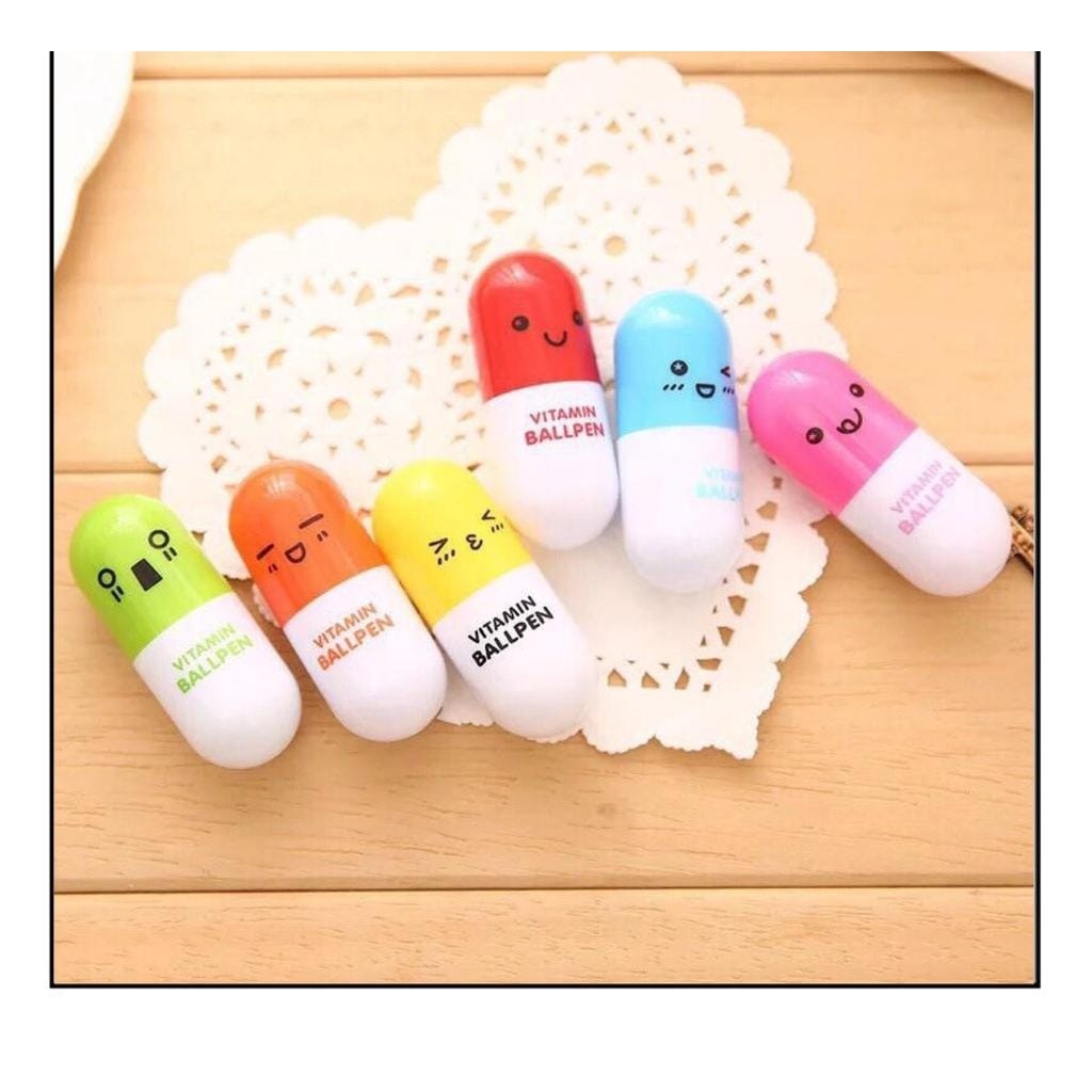 

Pulpen Kapsul / Pulpen Ballpen Ballpoint Vitamin Unik Lucu / Pena Perlengkapan Alat Tulis / Bolpen Sekolah