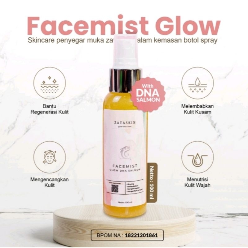 FACEMIST GLOW WITH DNA SALMON - facemist glow dna salmon 100ml bpom x Zataskin.id