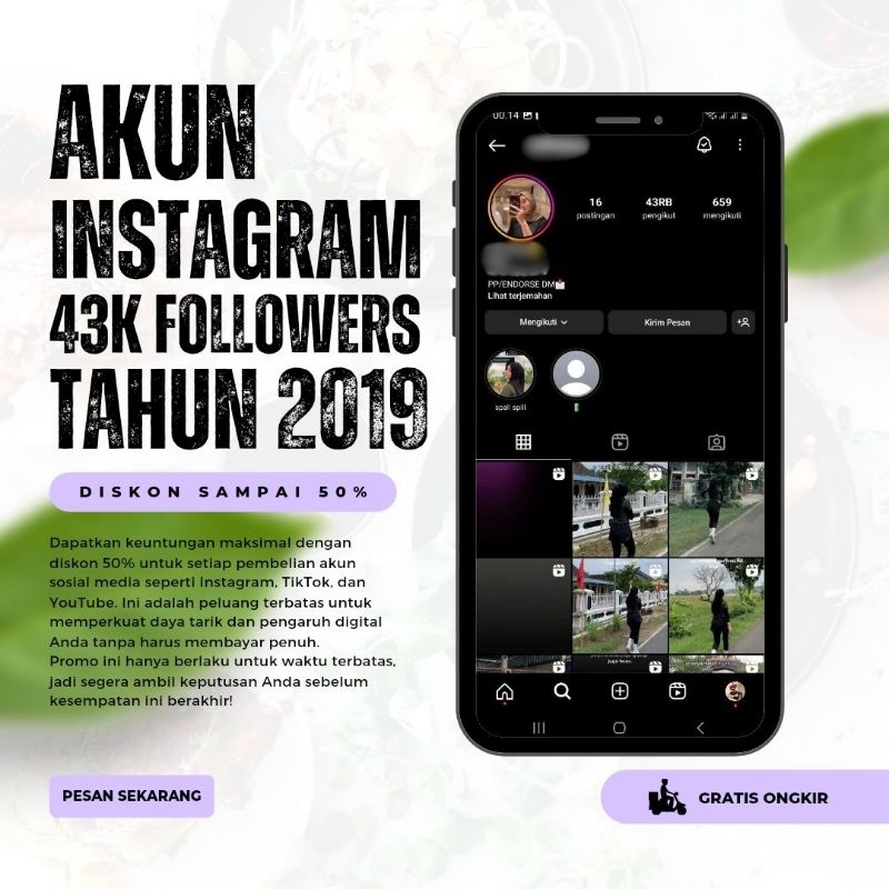 AKUN INSTAGRAM TUA 43.000 Followers Tahun 2019
