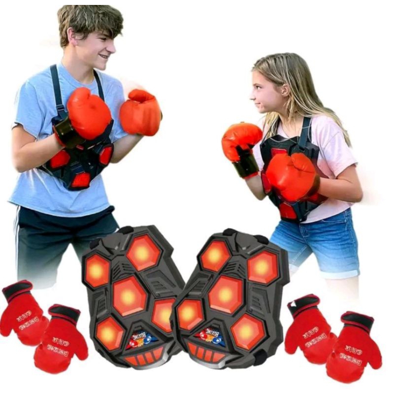 Boxing Toys Mainan Alat Latihan Tinju Set Anak /Mainan anak BOXING GEAR set Lampu Music Digital New