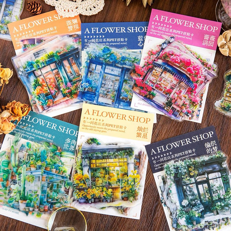 

(1CE) Sticker transparan toko bunga flower shop series