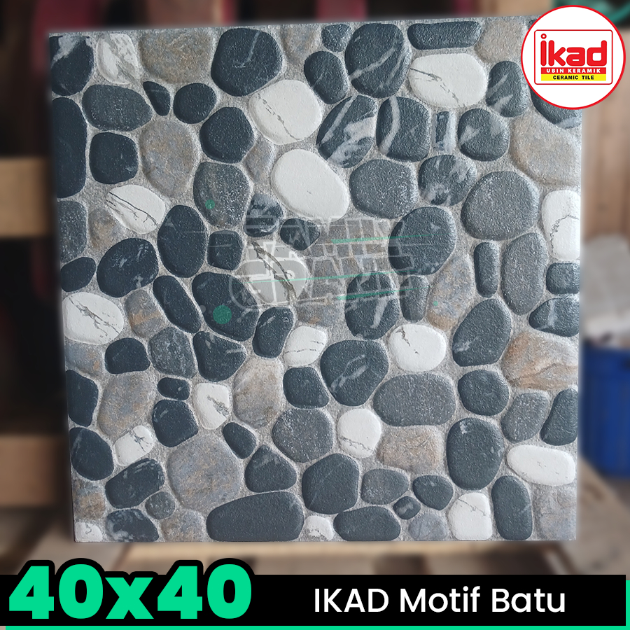 Keramik Kasar 40x40 IKAD Motif Batu Alam Lantai Kamar Mandi/Teras/Garasi