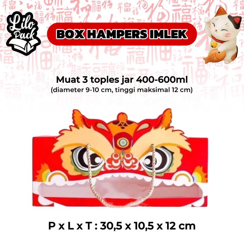 

Box Hampers Imlek CNY Sincia Barongsai / Kotak Dus Cookies Cake Sincia