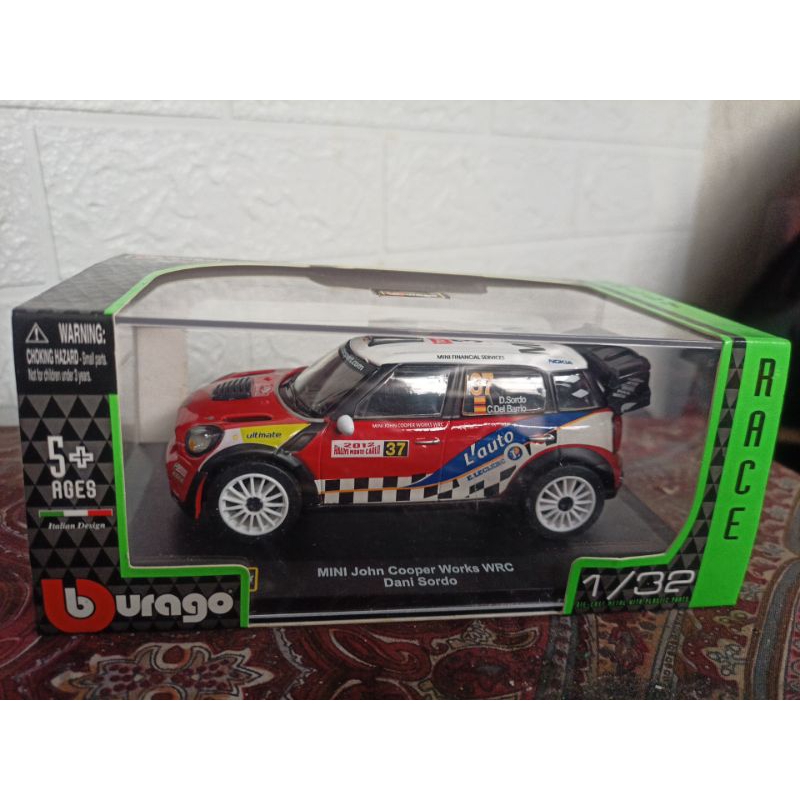 Diecast car burago bburago mini cooper balap rally race Wrc mini john cooper works Wrc dani sordo co