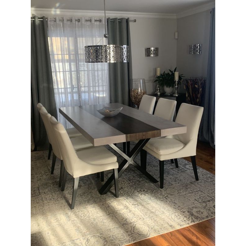 meja makan kaki besi minimalis 4/6 kursi