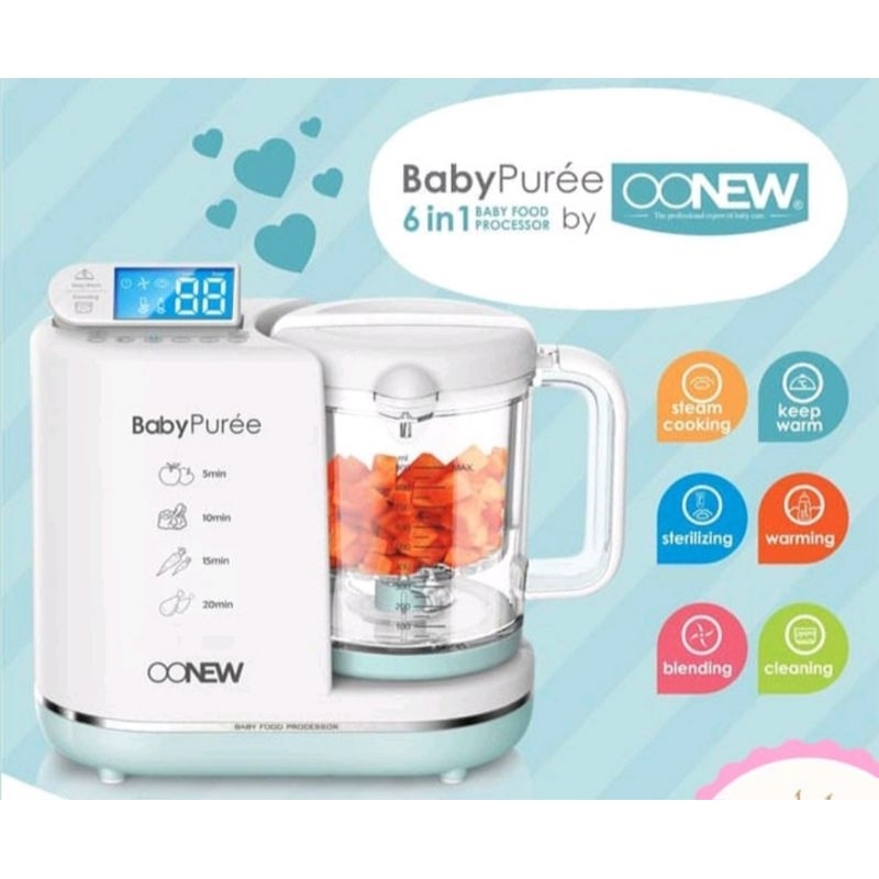 Preloved Oonew food processor green honey dew/ baby food processor/ oonew 6 in 1/ oonew baby puree 6