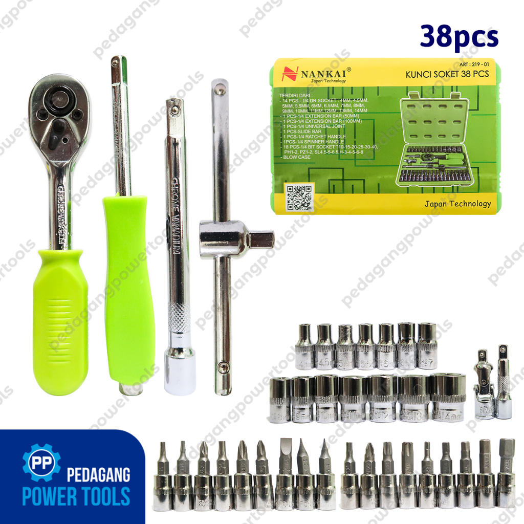 NANKAI KUNCI SOK SET 38 PCS MATA SOCK SOKET SHOCK SOCKET MATA OBENG