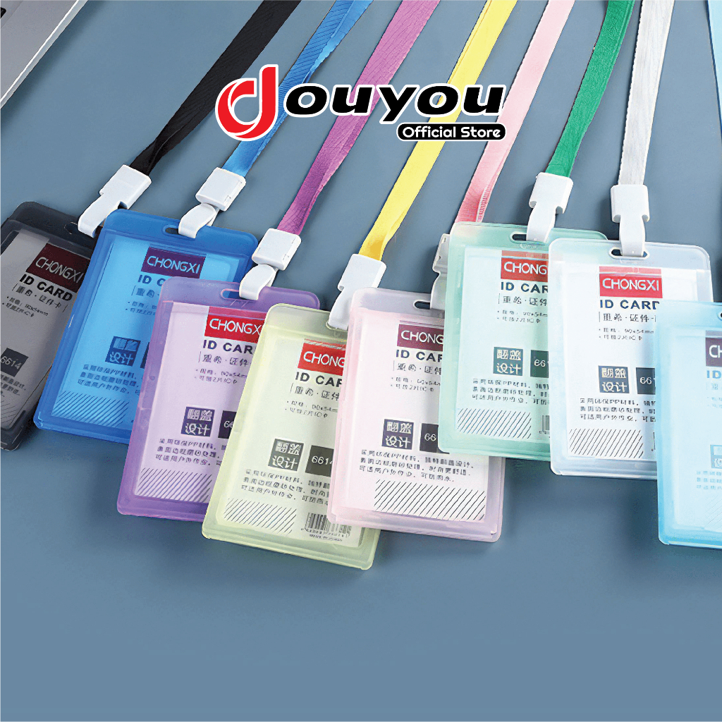 

Nametag ID Card Holder Plastik Transparan Gantungan Kartu Nama 2 Sisi Polos HM028