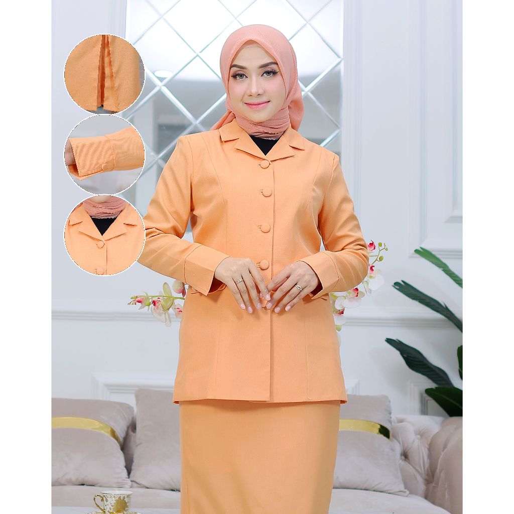 Setelan dharma wanita/seragam dharma wanita Katun Kancing Bungkus Set Rok Span Free Hijab