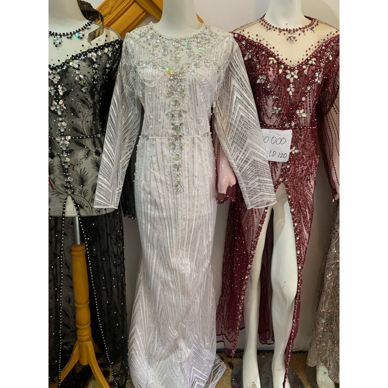 gaun slim putih LD jumbo