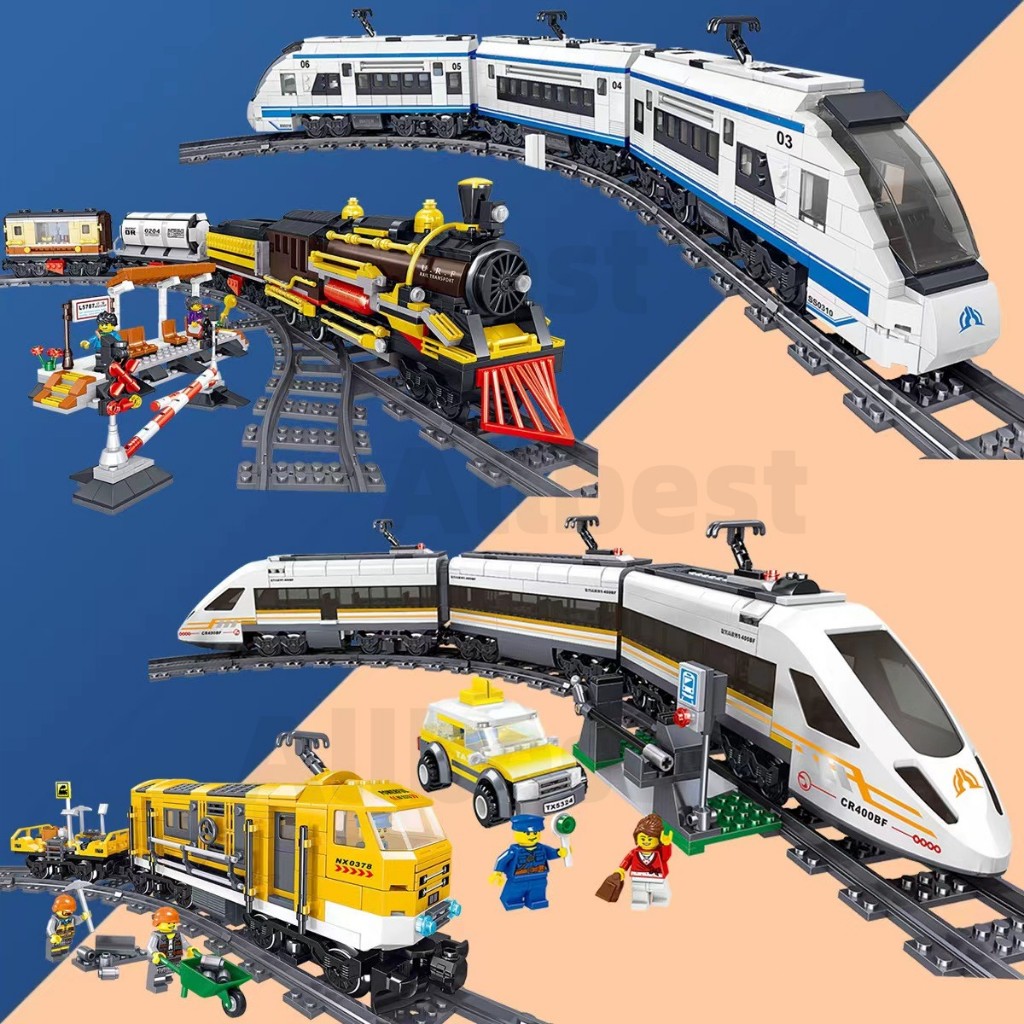 mainan balok edukasi Kereta Api Indonesia Lokomotif Gerbong Mainan Anak Kereta Api Rel Satu Set Asap