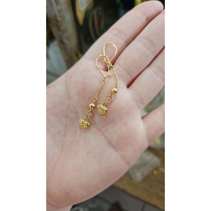 anting gantung panjang rantai model bunga india emas asli muda mas 375 1 gram 1gr