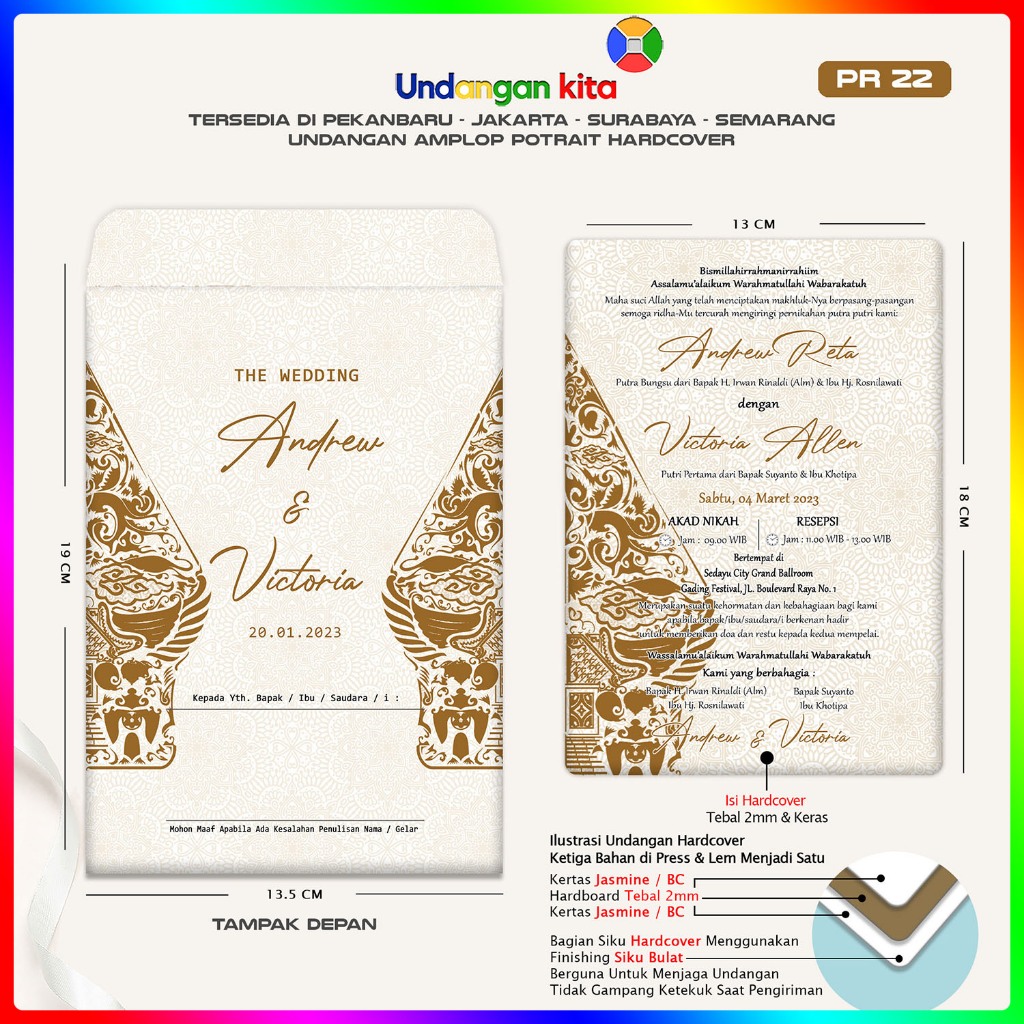 

Undangan Pernikahan Amplop Hardcover Potrait Premium Undangan Kita Jakarta